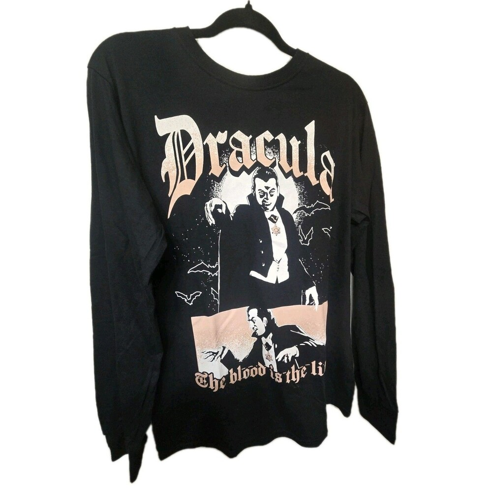 Universal Monsters Dracula Long Sleeve T-Shirt Small Black Horror Graphic...